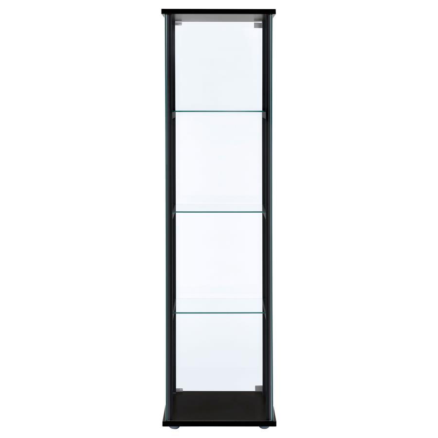 Cyclamen - 4-Shelf Clear Glass Curio Display Cabinet - Black by CoasterEveryday | Bel Furniture
