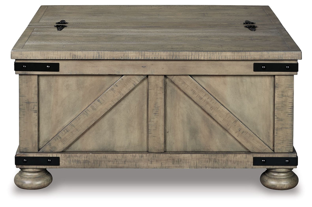 Aldwin - Gray - Cocktail Table With Storage - Square by Signature Design by Ashley® | Bel Furniture