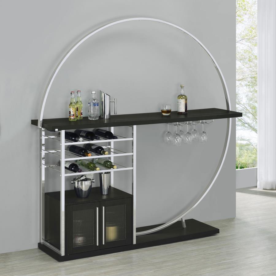 Risley - 2-Door Circular LED Home Bar With Wine Storage by Coaster Fine Furniture | Bel Furniture