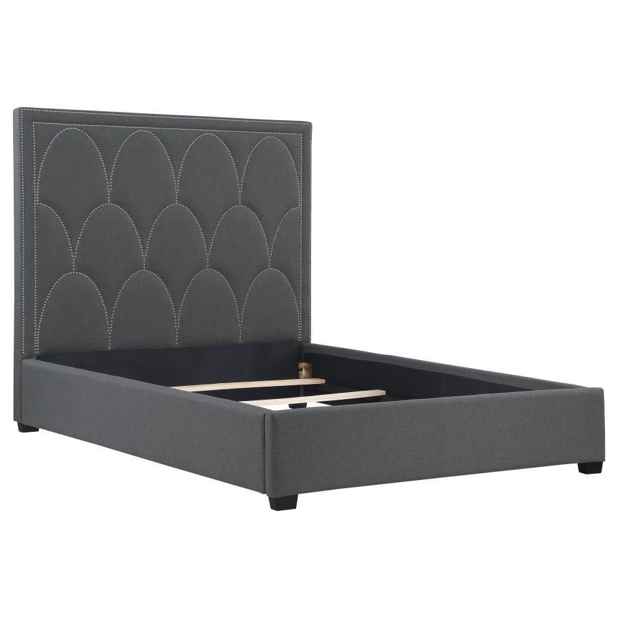 Bowfield - Upholstered Panel Bed Dark Gray by CoasterElevations | Bel Furniture