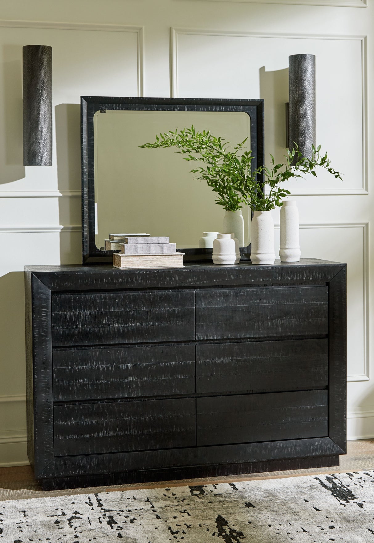 Londer - Black - Dresser And Mirror by Millennium® by Ashley | Bel Furniture