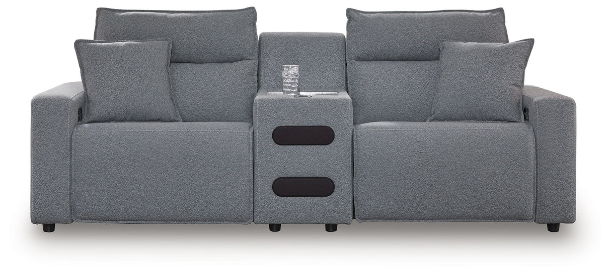 Modmax - Salt And Pepper - Reclining Sectional Gray 3 Pc. Power Reclining Sectional With Storage Console by Signature Design by Ashley® | Bel Furniture