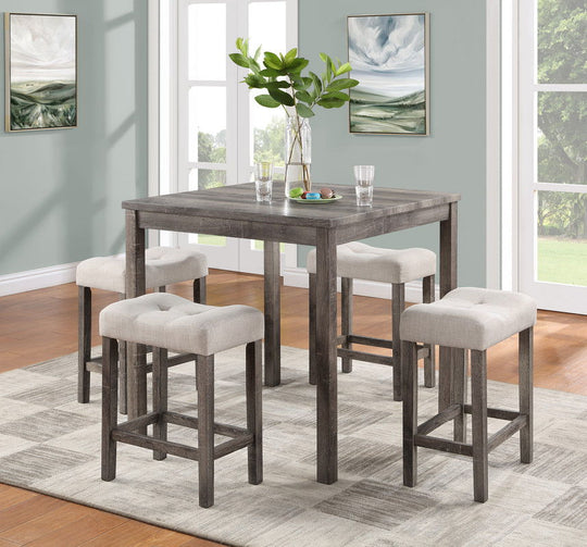 Lucian Counter Height Pub Table With Tufted Stools