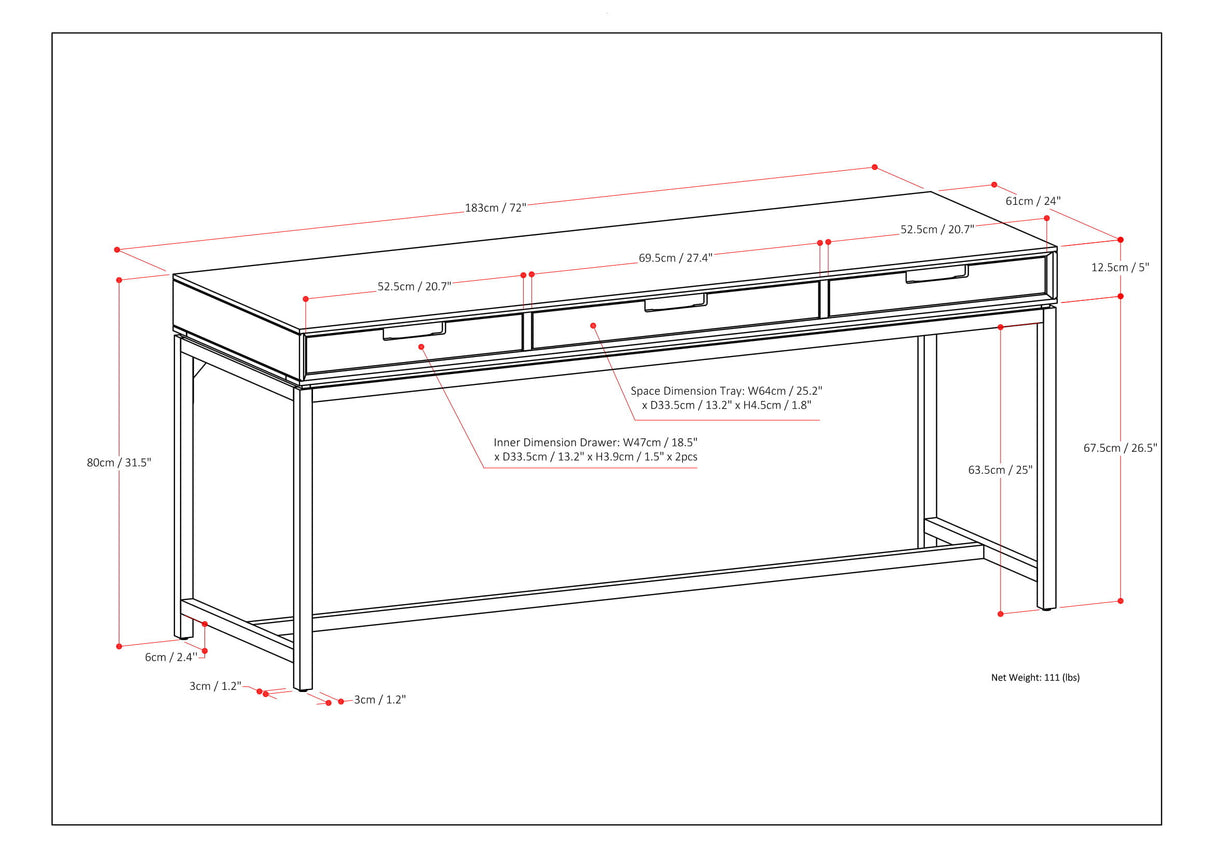 Banting - Mid Century Handcrafted Wide Desk by Simpli-Home | Bel Furniture