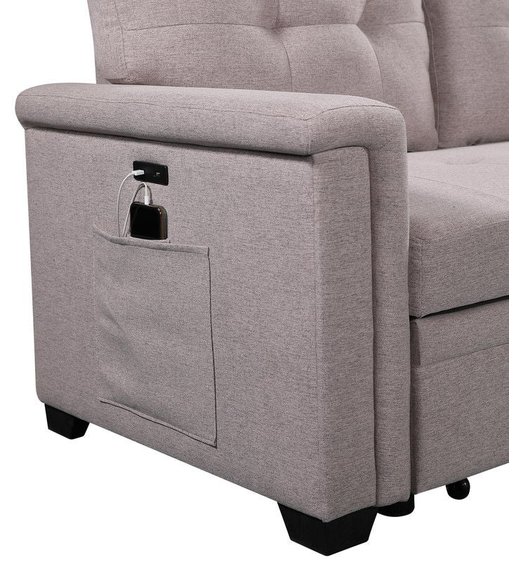 Ashlyn - Reversible Sleeper Sectional Sofa With Storage Chaise, USB Charging Ports And Pocket by Lilola Home | Bel Furniture