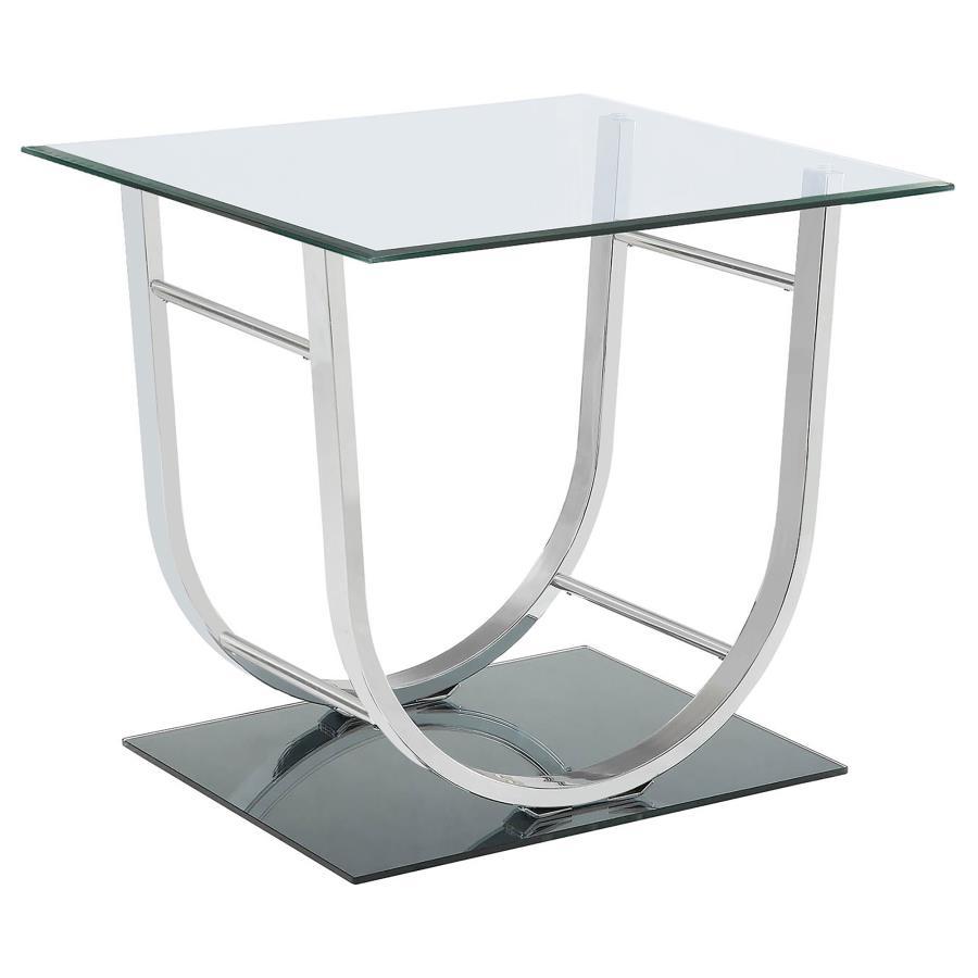 Danville - Rectangular U-Shaped Glass Top Table Pearl Silver End Tables by CoasterEssence | Bel Furniture