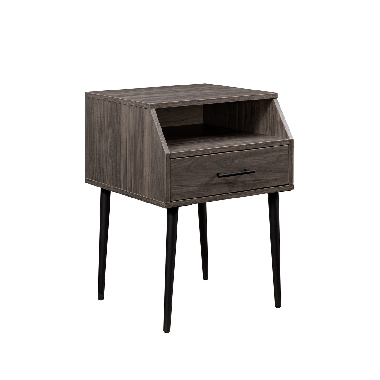 Contemporary Angled Nightstand - Slate Gray by Walker Edison | Bel Furniture