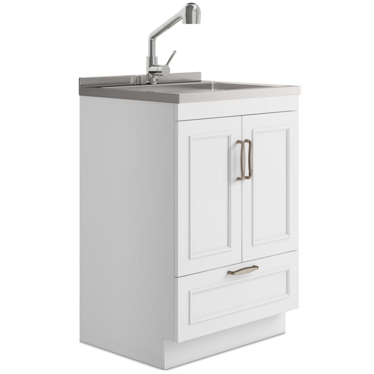 Cardinal - Laundry Cabinet With Faucet And Stainless Steel Sink - White by Simpli-Home | Bel Furniture