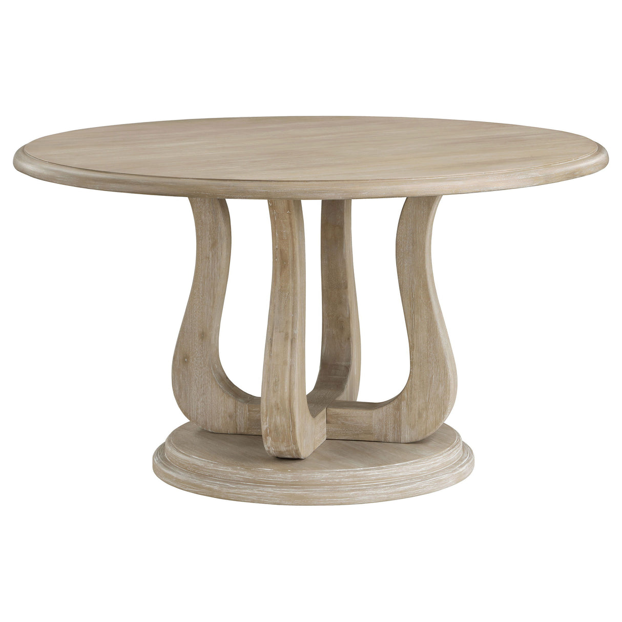 Trofello - Round Pedestal Dining Table - White Washed by Coaster Fine Furniture | Bel Furniture