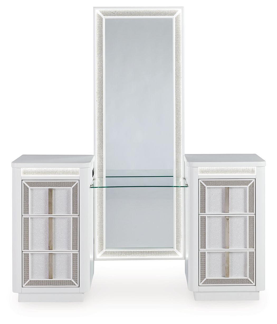 Chalanna - White - Vanity With Mirror by Signature Design by Ashley® | Bel Furniture