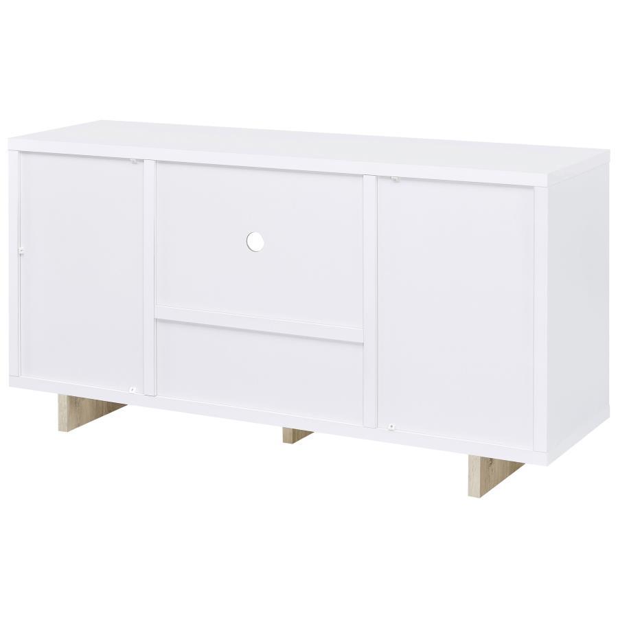 Dalton - 2 Door Storage Credenza - White And Distressed Pine by CoasterEveryday | Bel Furniture