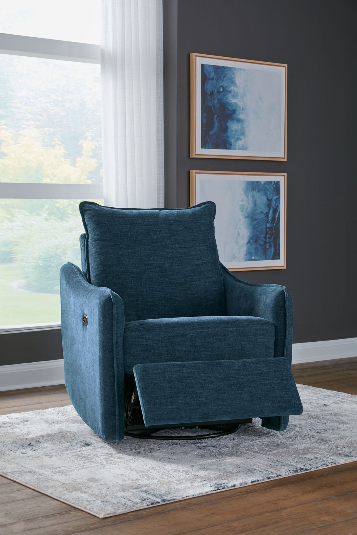 Mcburg - Swivel Power Recliner - Navy