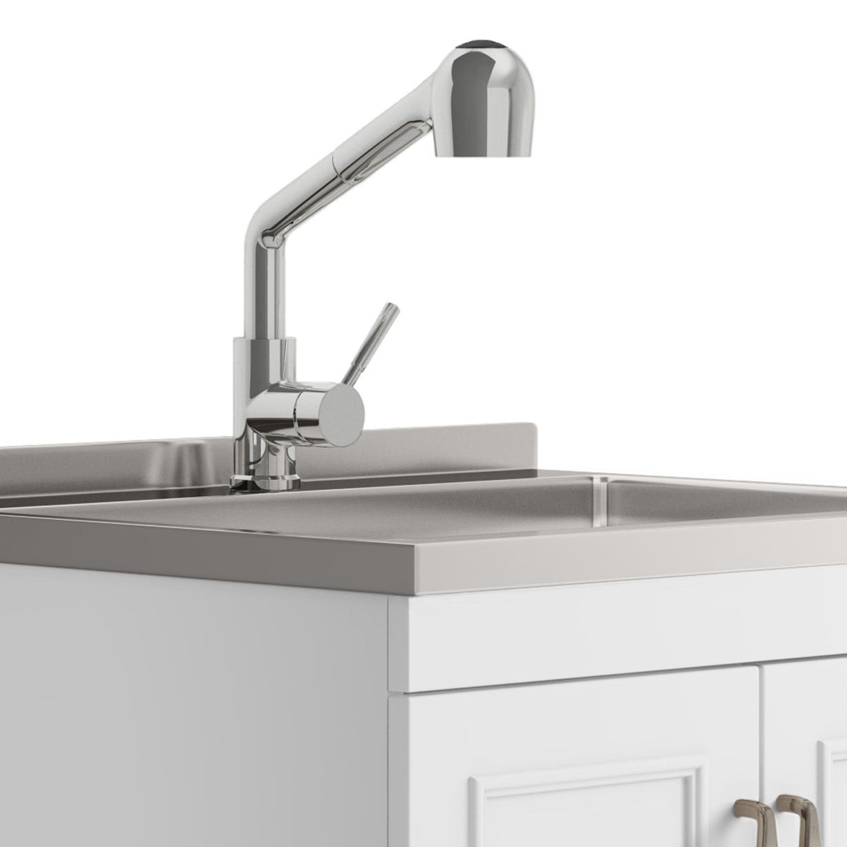 Cardinal - Laundry Cabinet With Faucet And Stainless Steel Sink - White by Simpli-Home | Bel Furniture