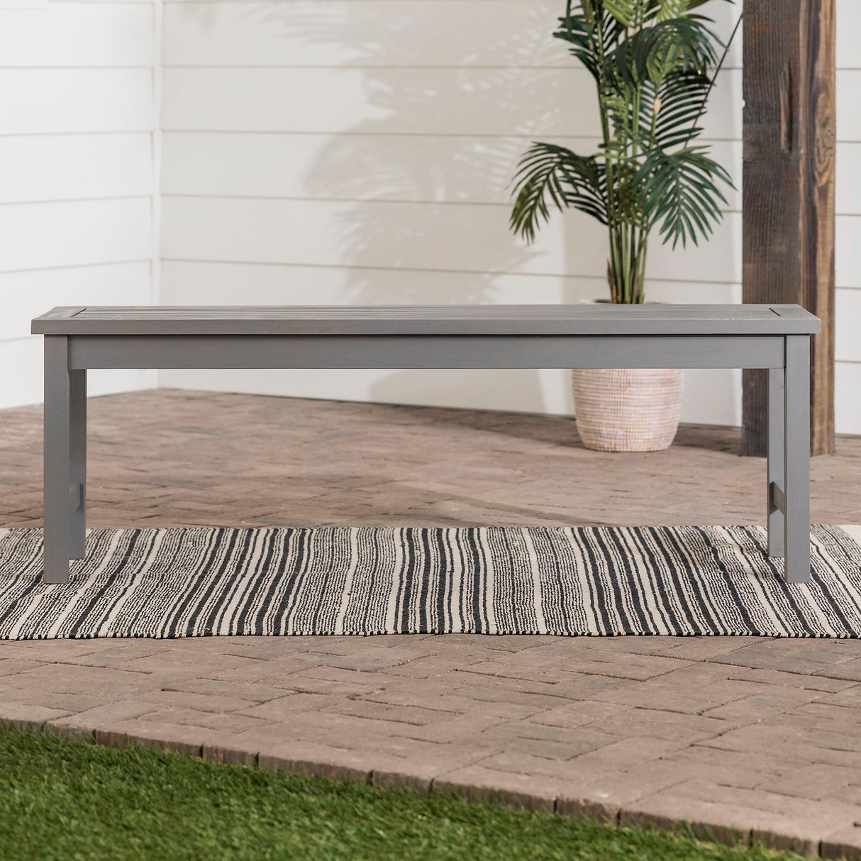 Modern Slat Top Solid Wood Patio Bench by Walker Edison | Bel Furniture