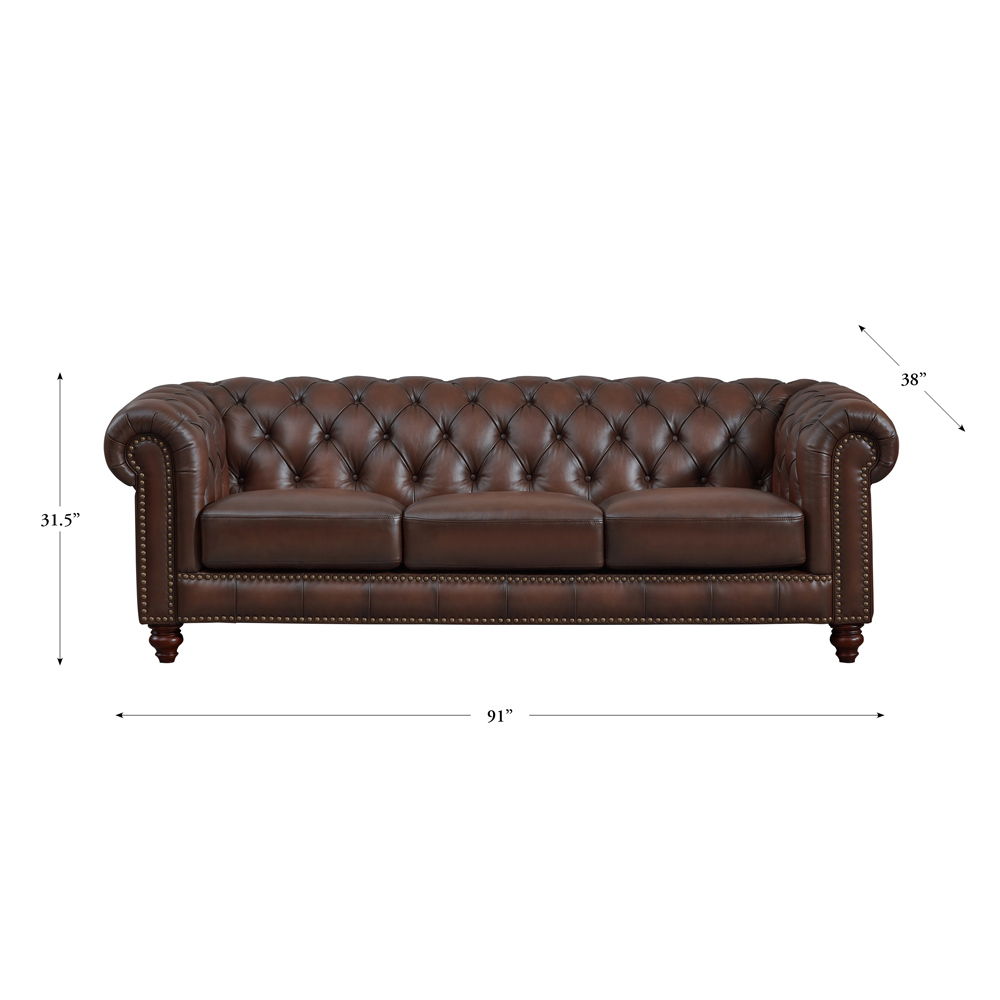 Alton Bay-Top Grain Leather Sofa Couch - Brown by Hydeline Furniture | Bel Furniture