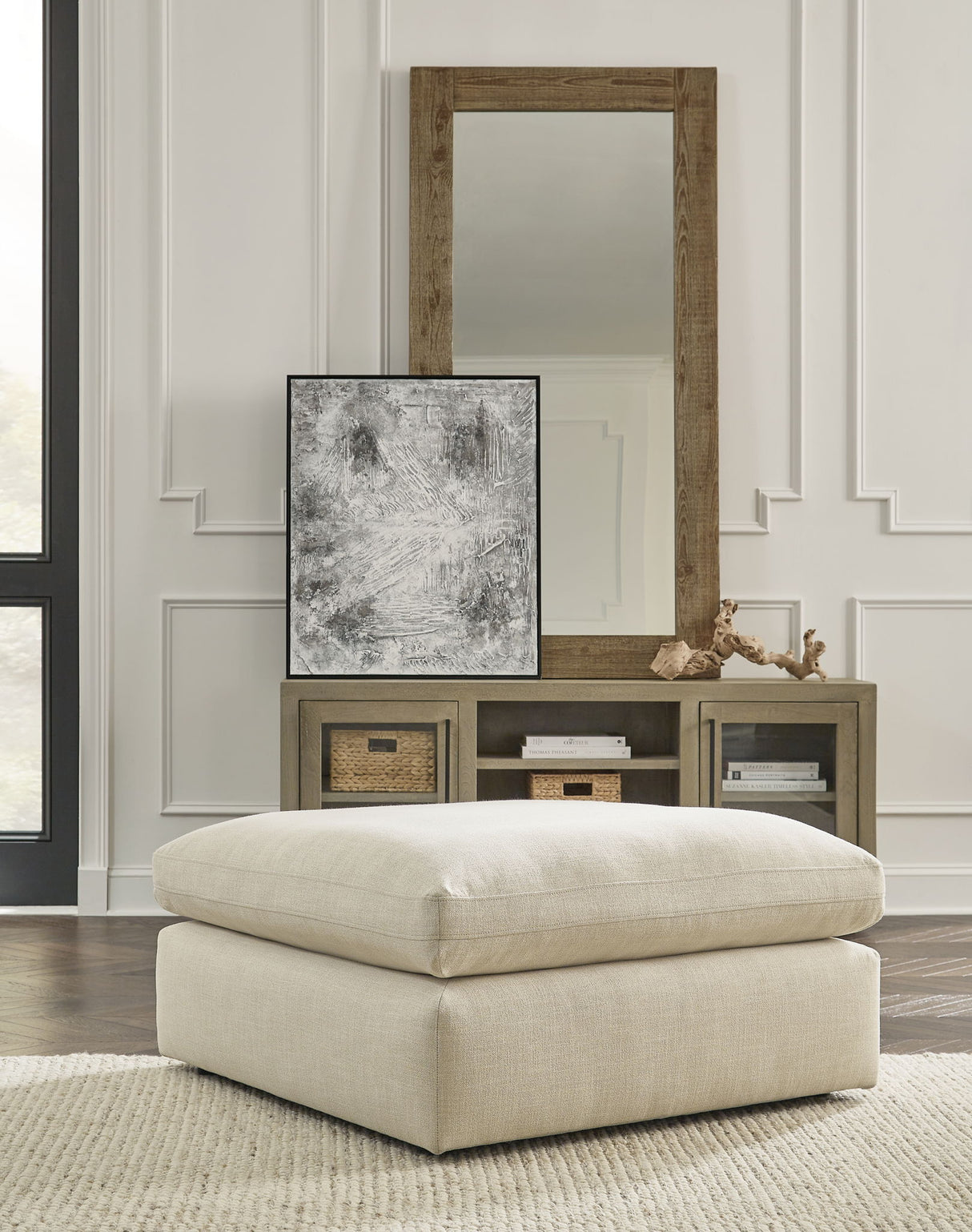 Elyza - Oversized Accent Ottoman - Linen