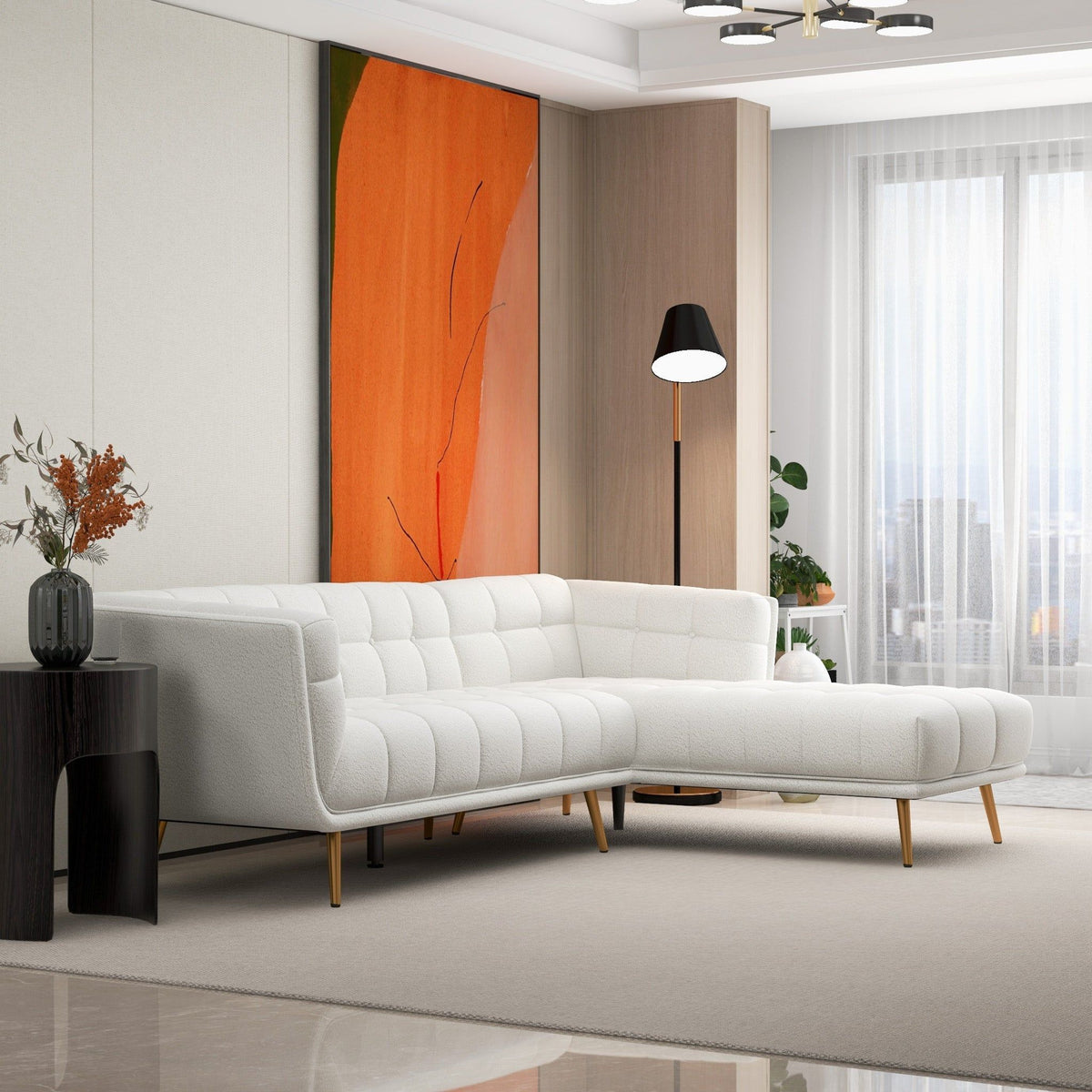 Addison - L Shape Sectional Sofa Tufted