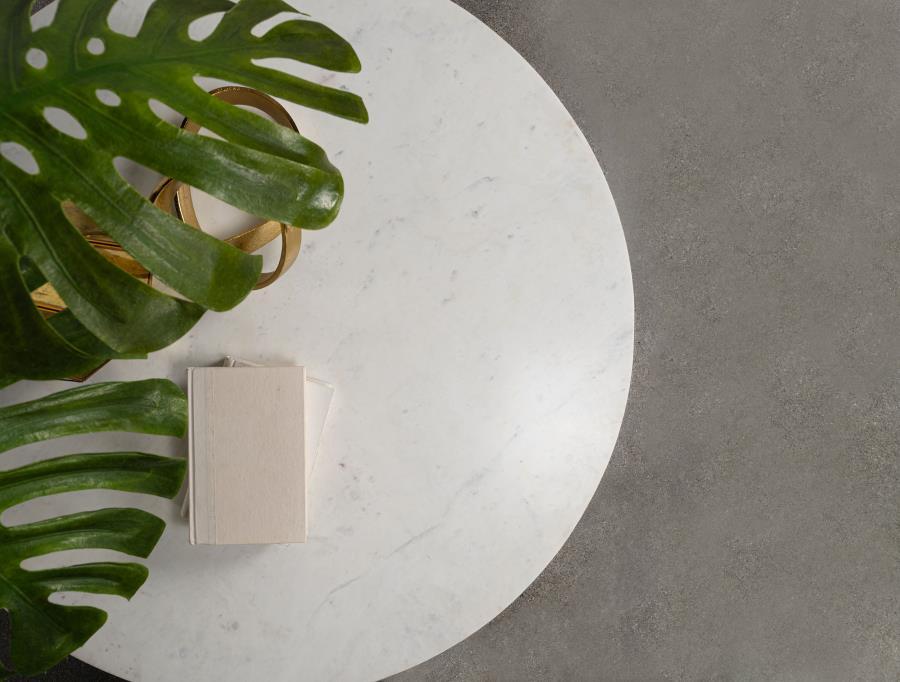 Astoria - Round Genuine Marble Side End Table - White by Coaster Fine Furniture | Bel Furniture