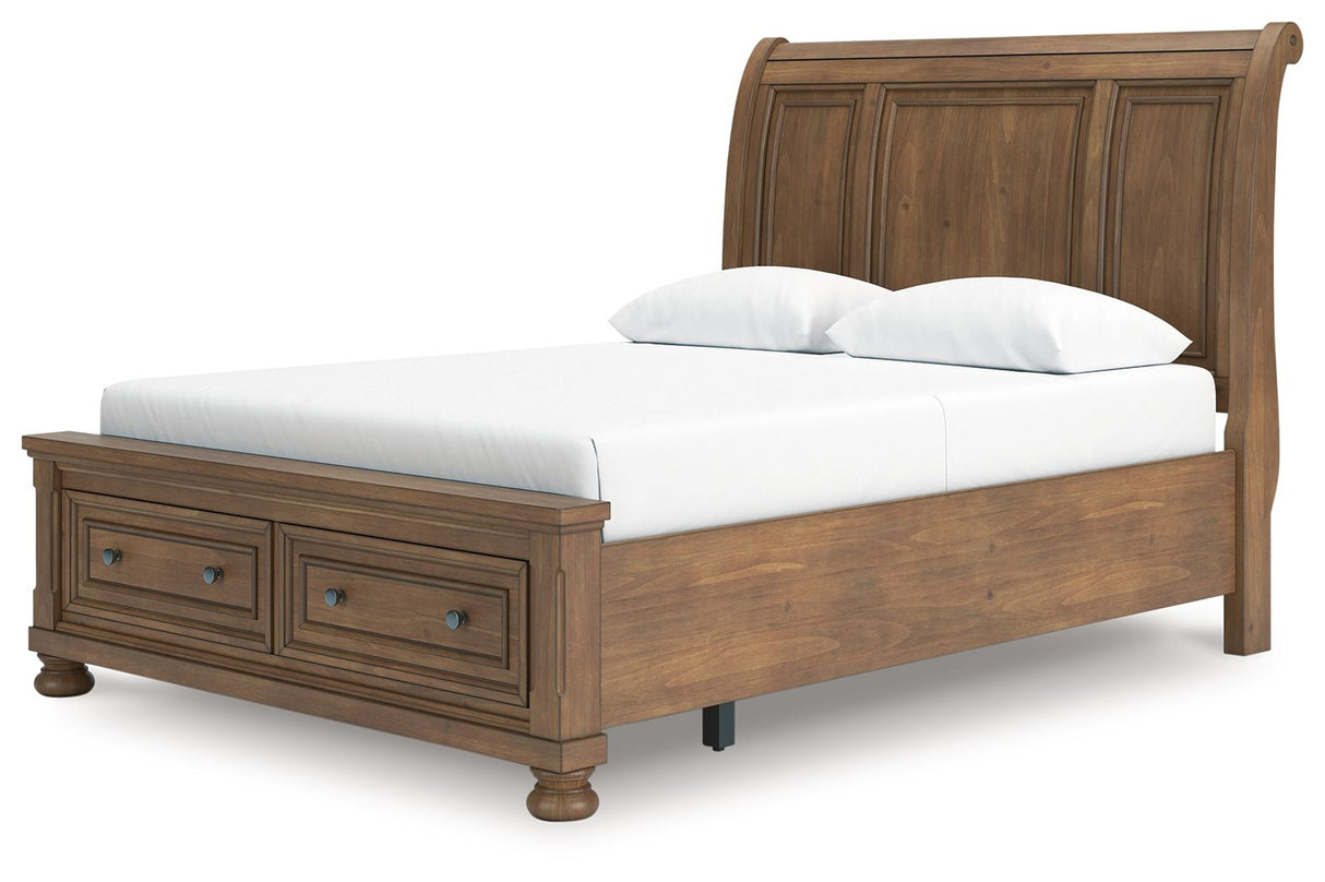 Feddinger - Queen Storage Sleigh Bed - Medium Brown