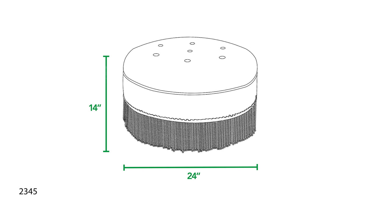 Yolanda - Round Upholstered Accent Ottoman - Almond White by Jennifer Taylor Home | Bel Furniture