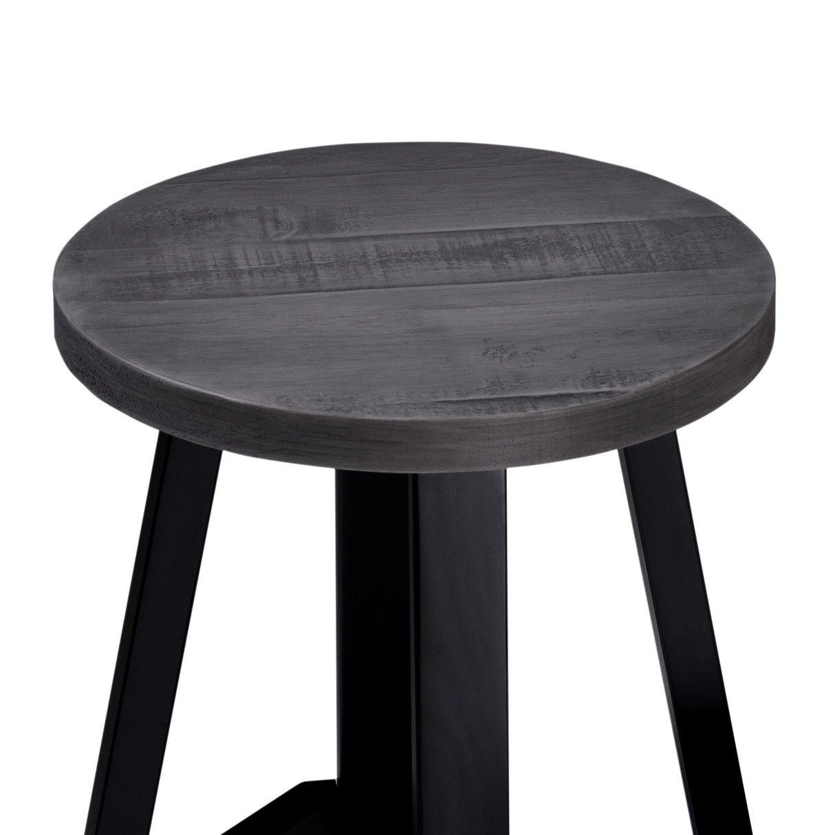 Rustic Distressed Round Dining Stool by Walker Edison | Bel Furniture