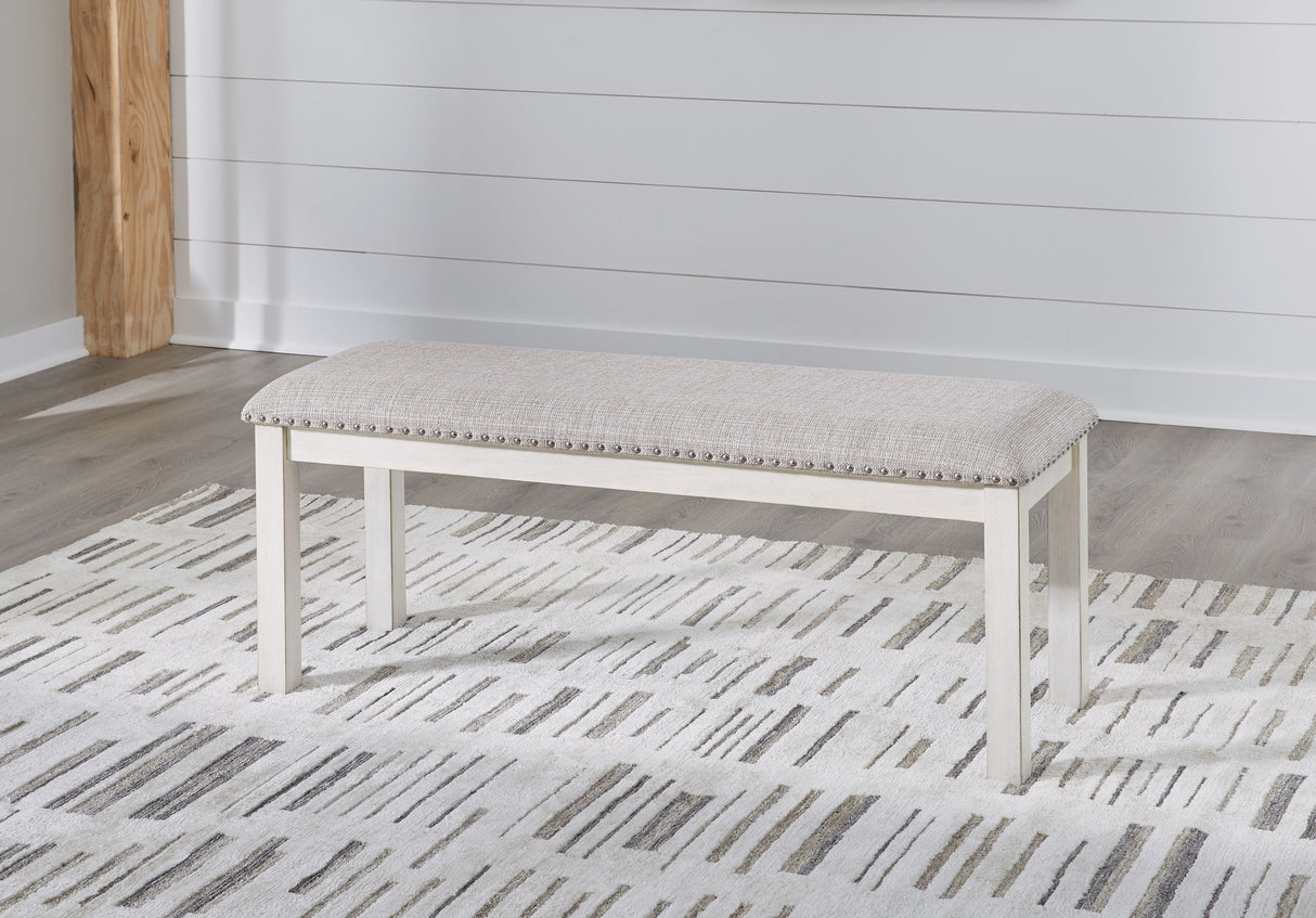Robbinsdale - Antique White - Large Upholstered Dining Room Bench by Signature Design by Ashley® | Bel Furniture
