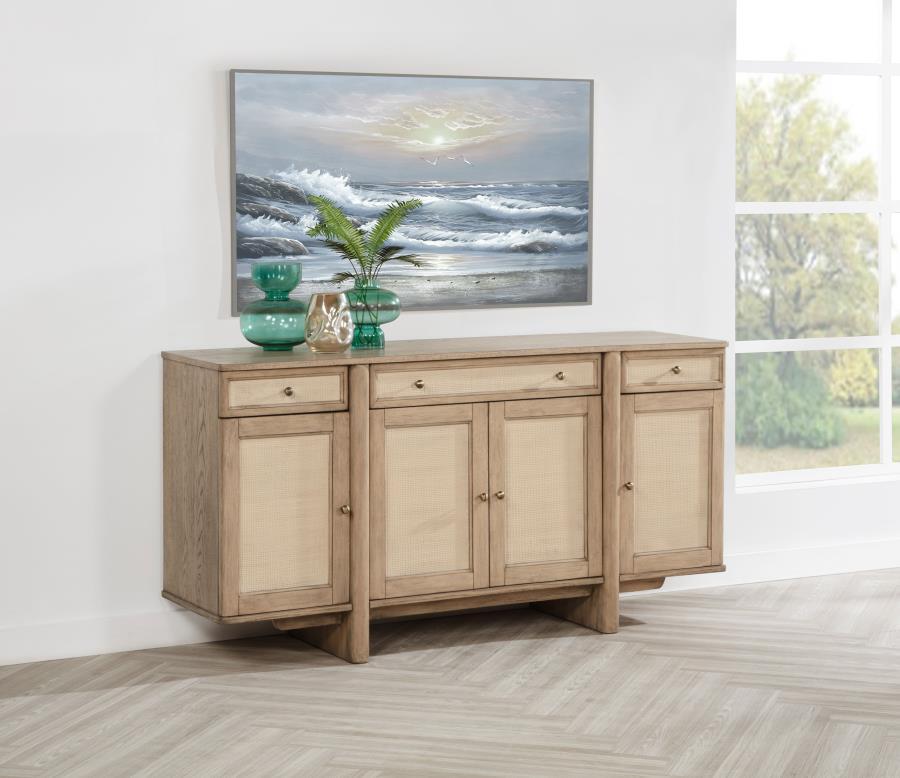 Kailani - 4-Door Cane Sideboard Buffet Cabinet - Beige Oak by Coaster Fine Furniture | Bel Furniture