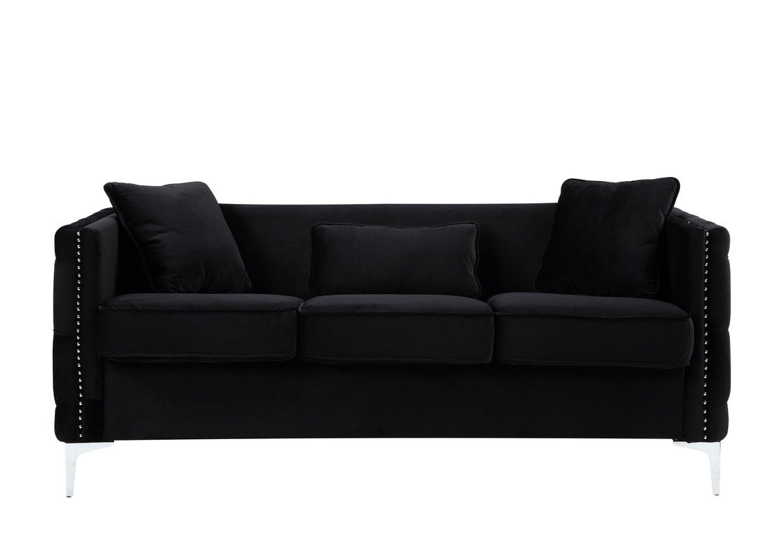 Bayberry - Velvet Sofa With 3 Pillows by Lilola Home | Bel Furniture