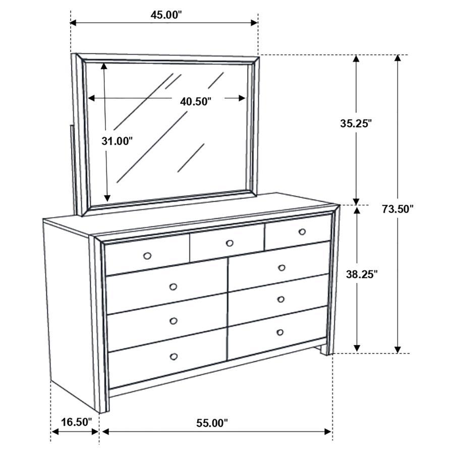 Serenity - Rectangular 9-drawer Dresser With Mirror