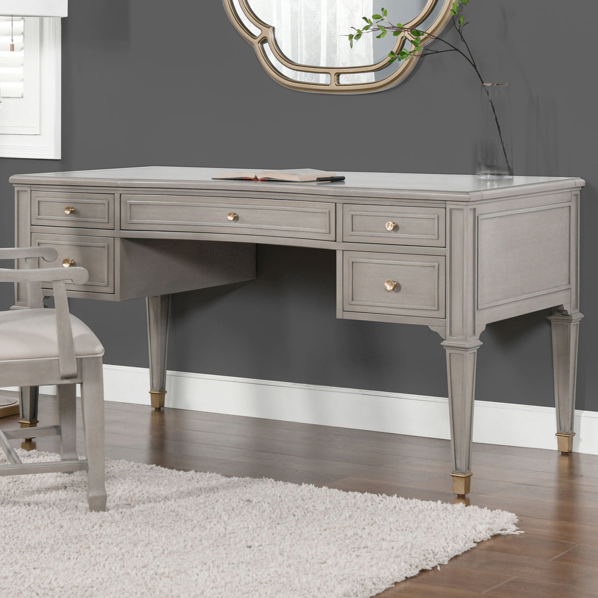 Dauphin - 5 Drawer Executive Desk by Jennifer Taylor Home | Bel Furniture
