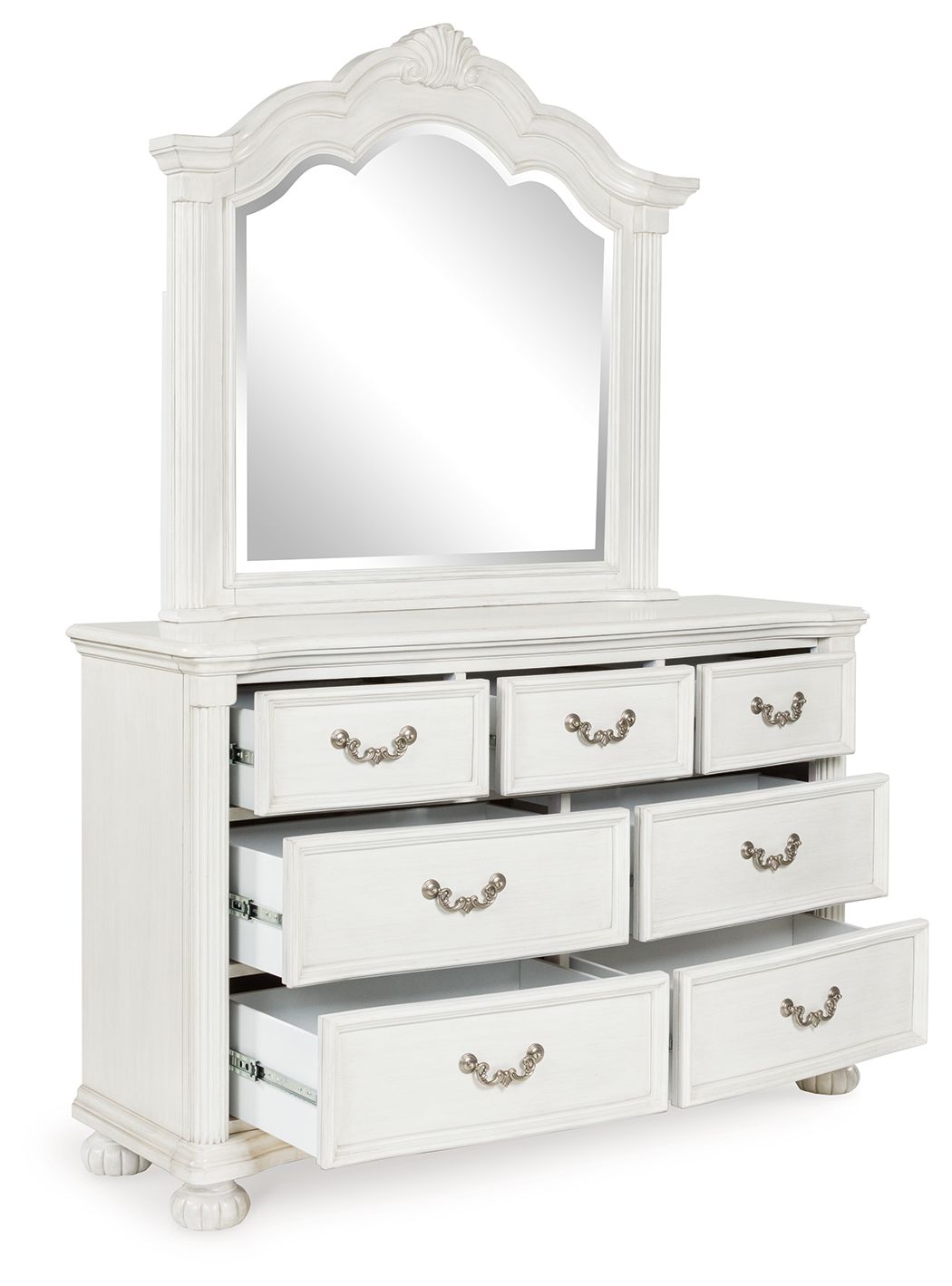 Montelaine - Antique White - Dresser And Mirror by Benchcraft® | Bel Furniture