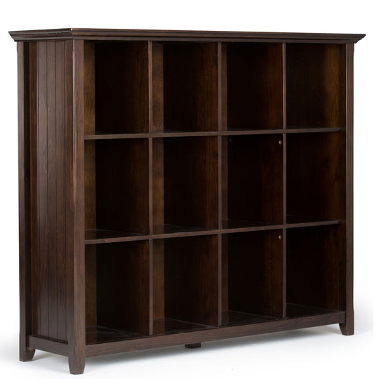 Acadian - Handcrafted Cube Storage Dark Brown 57"W x 15.75"D x 48"H by Simpli-Home | Bel Furniture