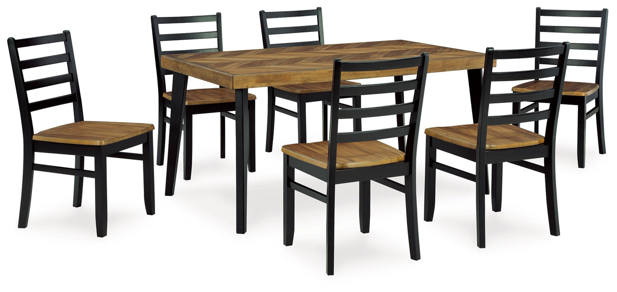 Blondon - Brown / Black - Rectangular Drm Table Set (Set of 7) by Signature Design by Ashley® | Bel Furniture