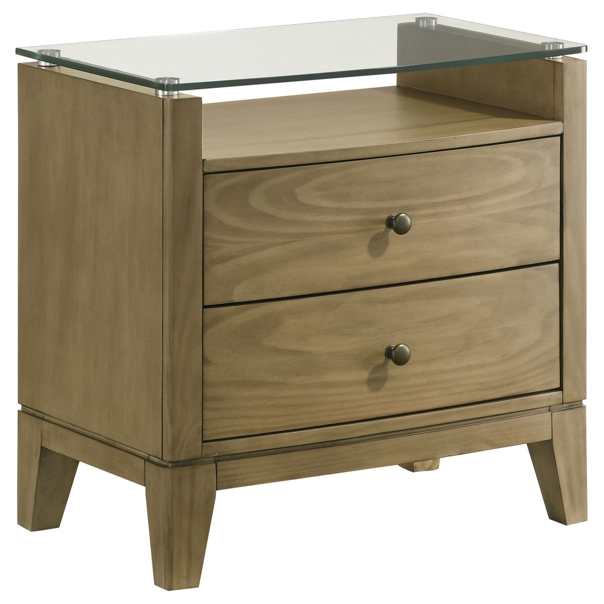 Granada - 2-Drawer Glass Top Nightstand - Natural Pine by Coaster Fine Furniture | Bel Furniture