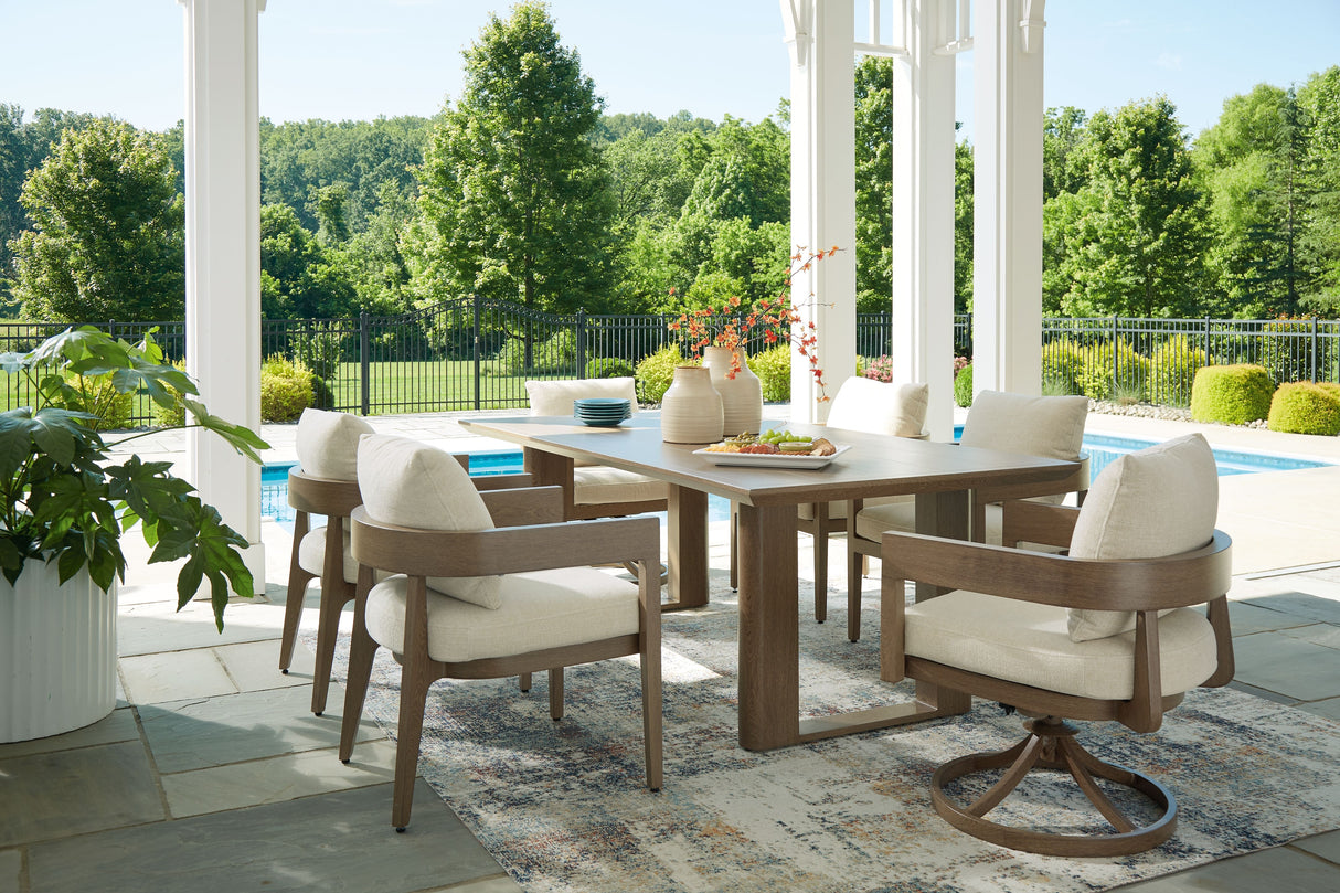Serene Bay - Outdoor Dining Set Dark Brown 7 Pc. Table, 4 Arm Chairs, 2 Swivel Chairs by Signature Design by Ashley® | Bel Furniture