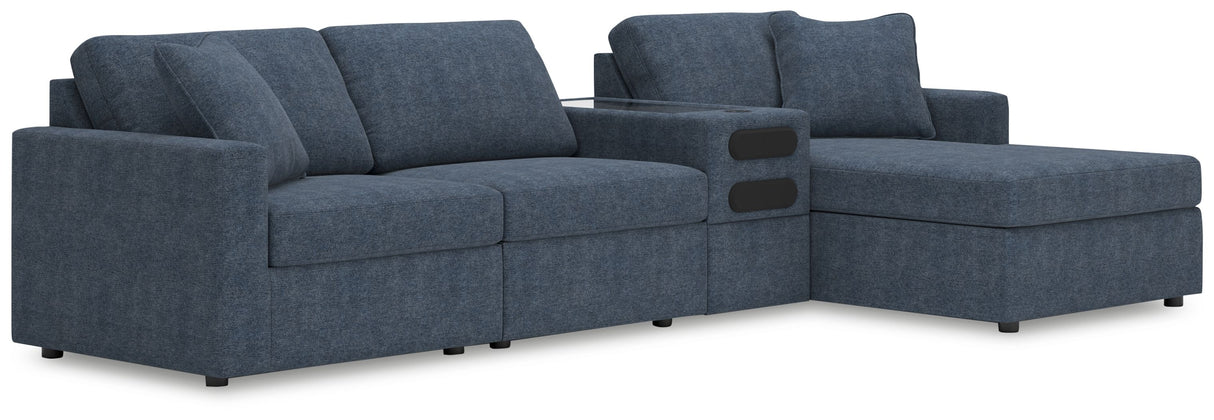 Modmax - Ink - Sectional Blue 4 Pc. Sectional With Raf Corner Chaise And Audio Console by Signature Design by Ashley® | Bel Furniture