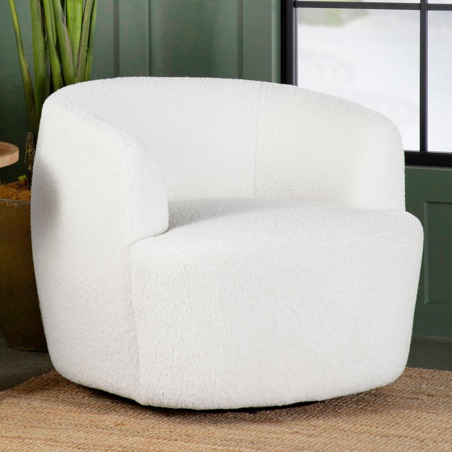 Hudson - Faux Sheepskin Upholstered Swivel Chair - Natural by CoasterElevations | Bel Furniture