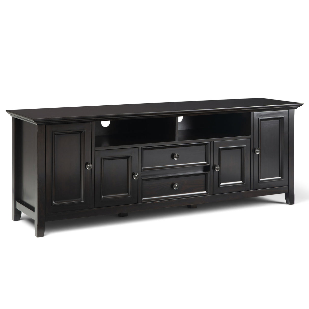 Amherst - Handcrafted Wide TV Media Stand Dark Brown by Simpli-Home | Bel Furniture