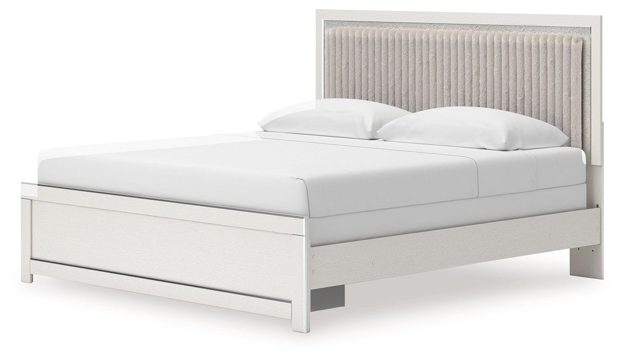 Zuraleus - King Upholstered Panel Bed - White