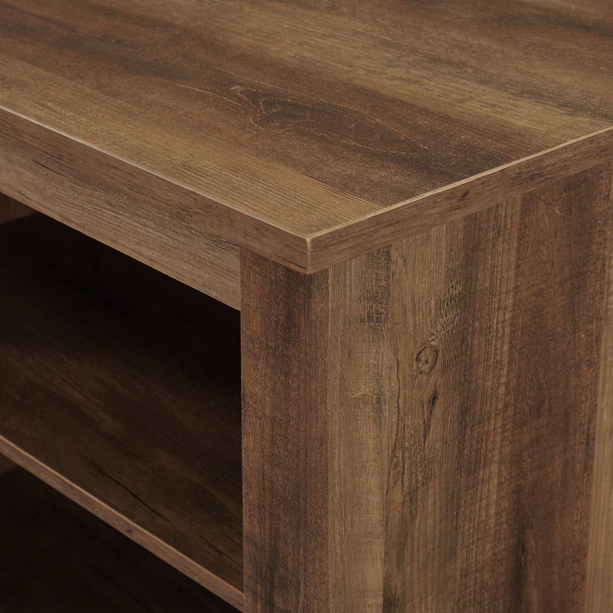 Modern 3 Shelf Open Storage 70" TV Stand For 80" TVs - Rustic Oak