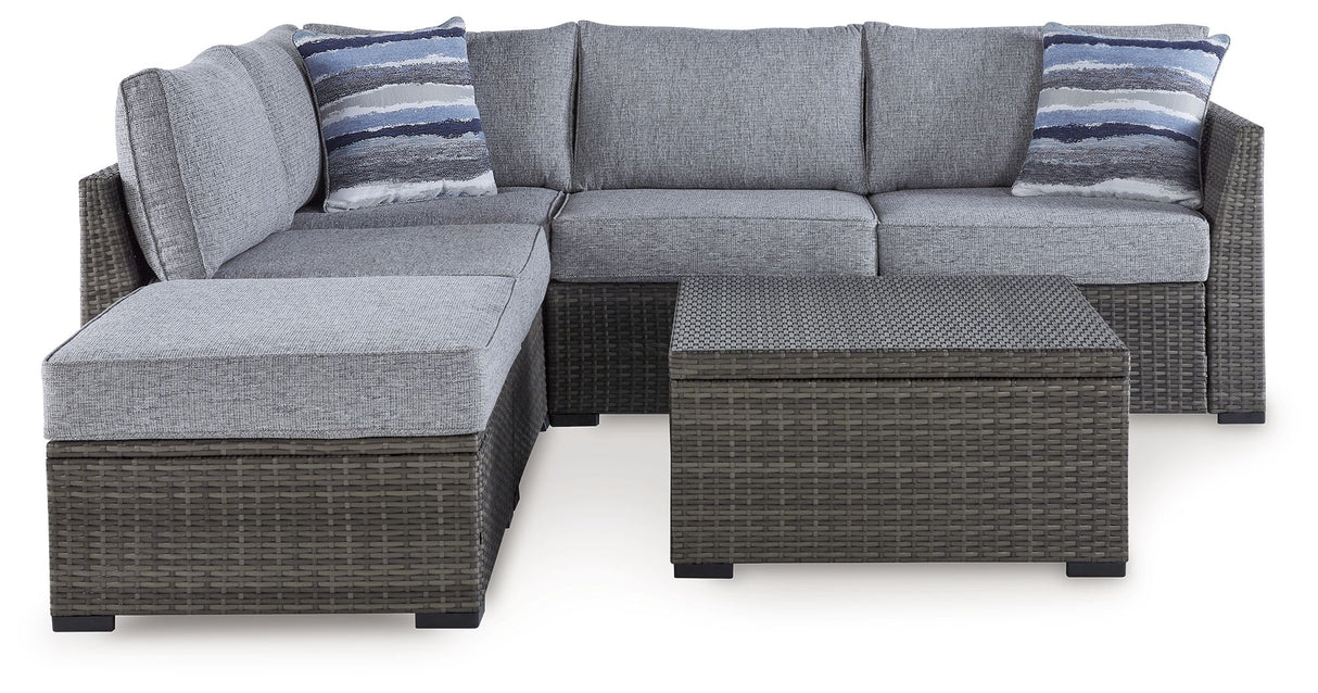 Petal Road - Gray - Loveseat Sectional, Ottoman, Table Set (Set of 4) by Signature Design by Ashley® | Bel Furniture