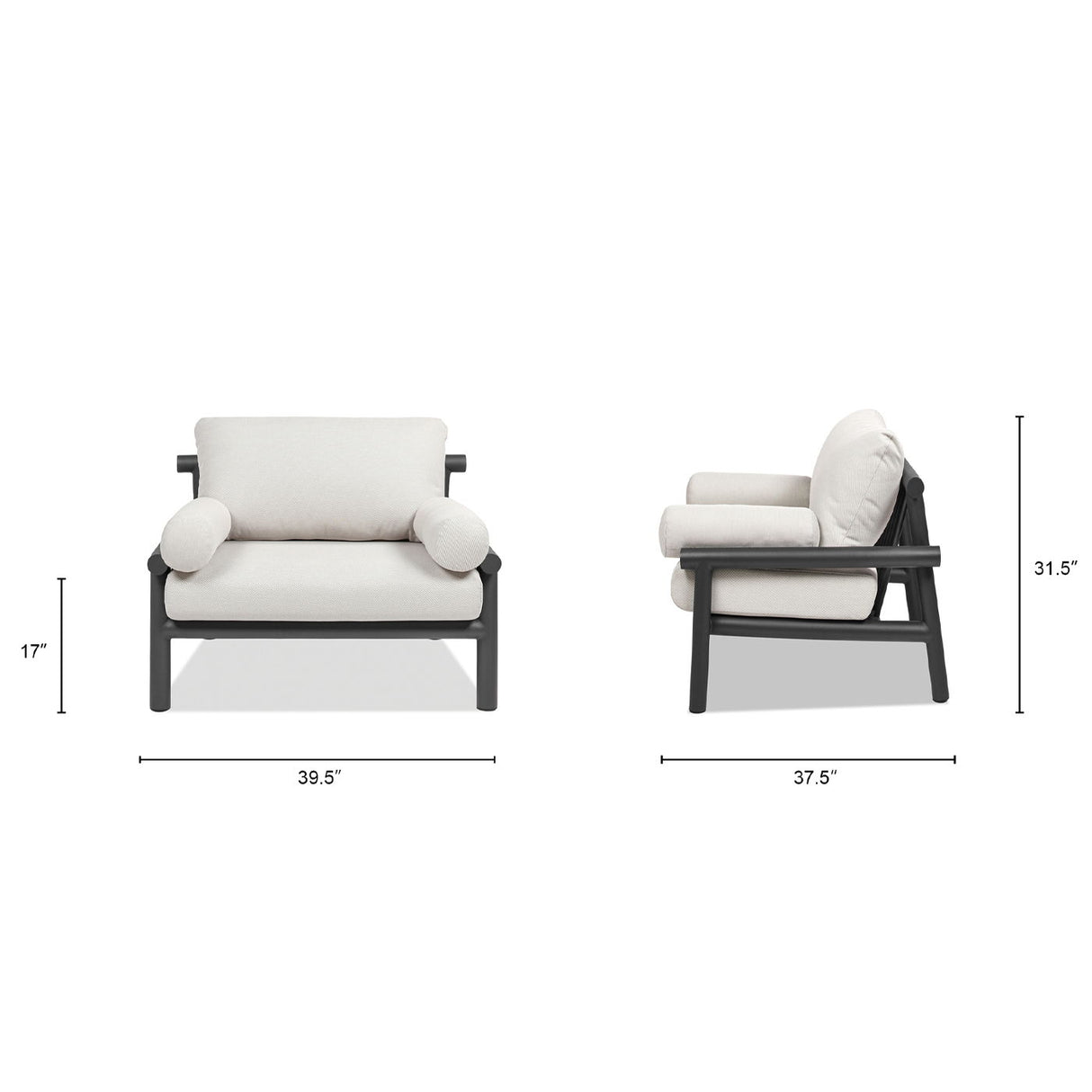 Zara - Dowel Frame Bolster Patio Deep Seating Armchair, Axroma Olefin - Wheat Beige by Jennifer Taylor Home | Bel Furniture