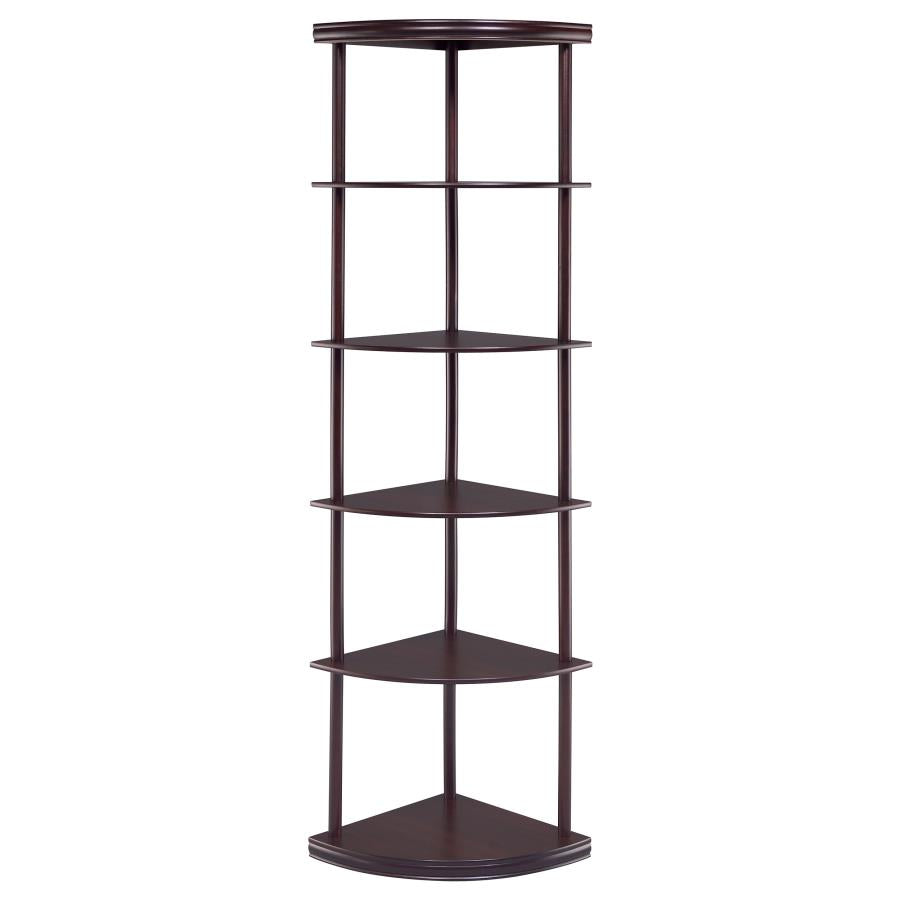 Bonwick - Wood 5-Shelf Corner Bookshelf - Cappuccino