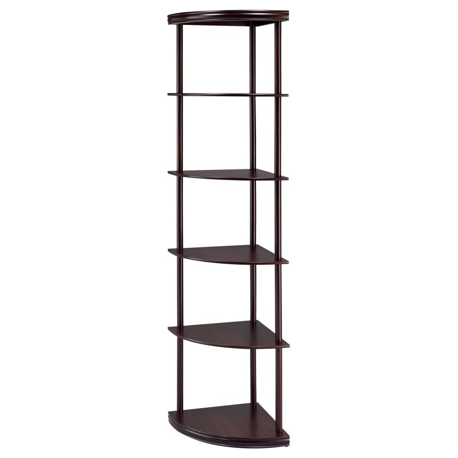 Bonwick - Wood 5-Shelf Corner Bookshelf - Cappuccino