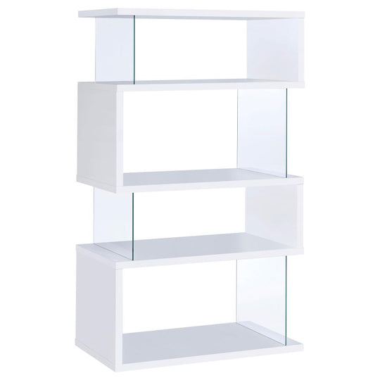 Emelle - 4-Shelf Glass Panel Bookshelf