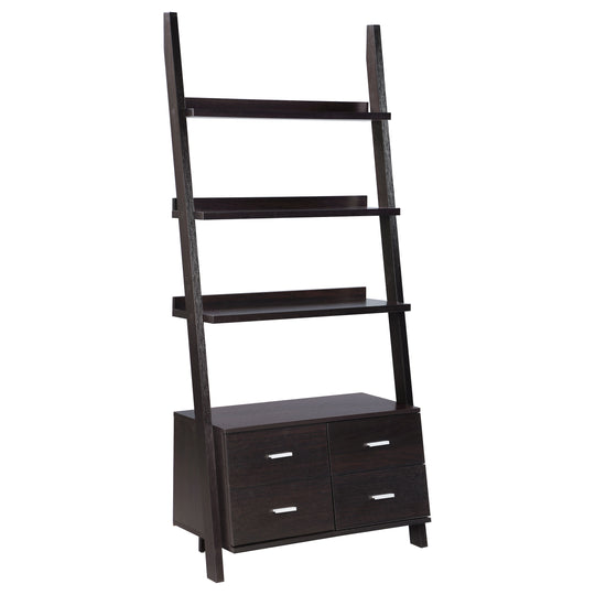 Colella - 5-Shelf Storage Ladder Bookshelf - Cappuccino