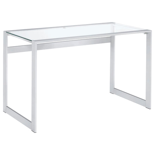 Hartford - Glass Top Writing Desk - Chrome