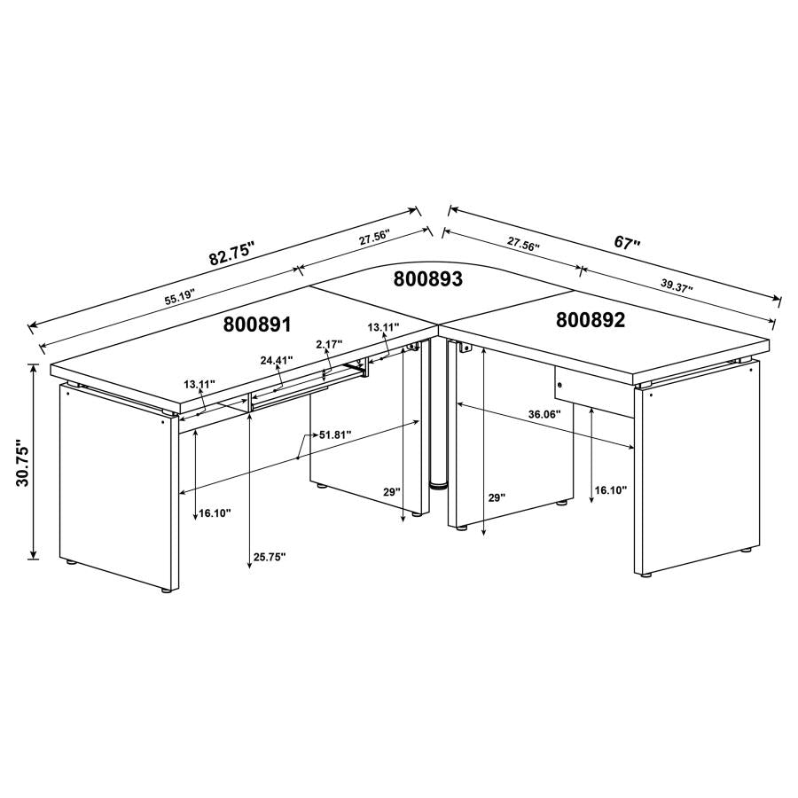 Skylar - L-Shaped Office Computer Desk - Cappuccino