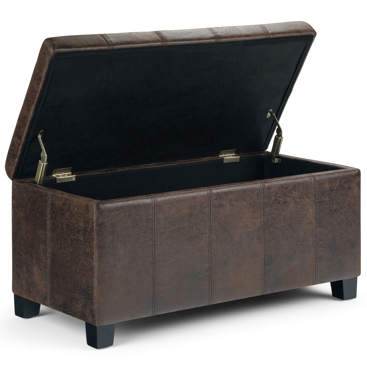 Dover - Storage Ottoman Bench - Distressed Brown by Simpli-Home | Bel Furniture