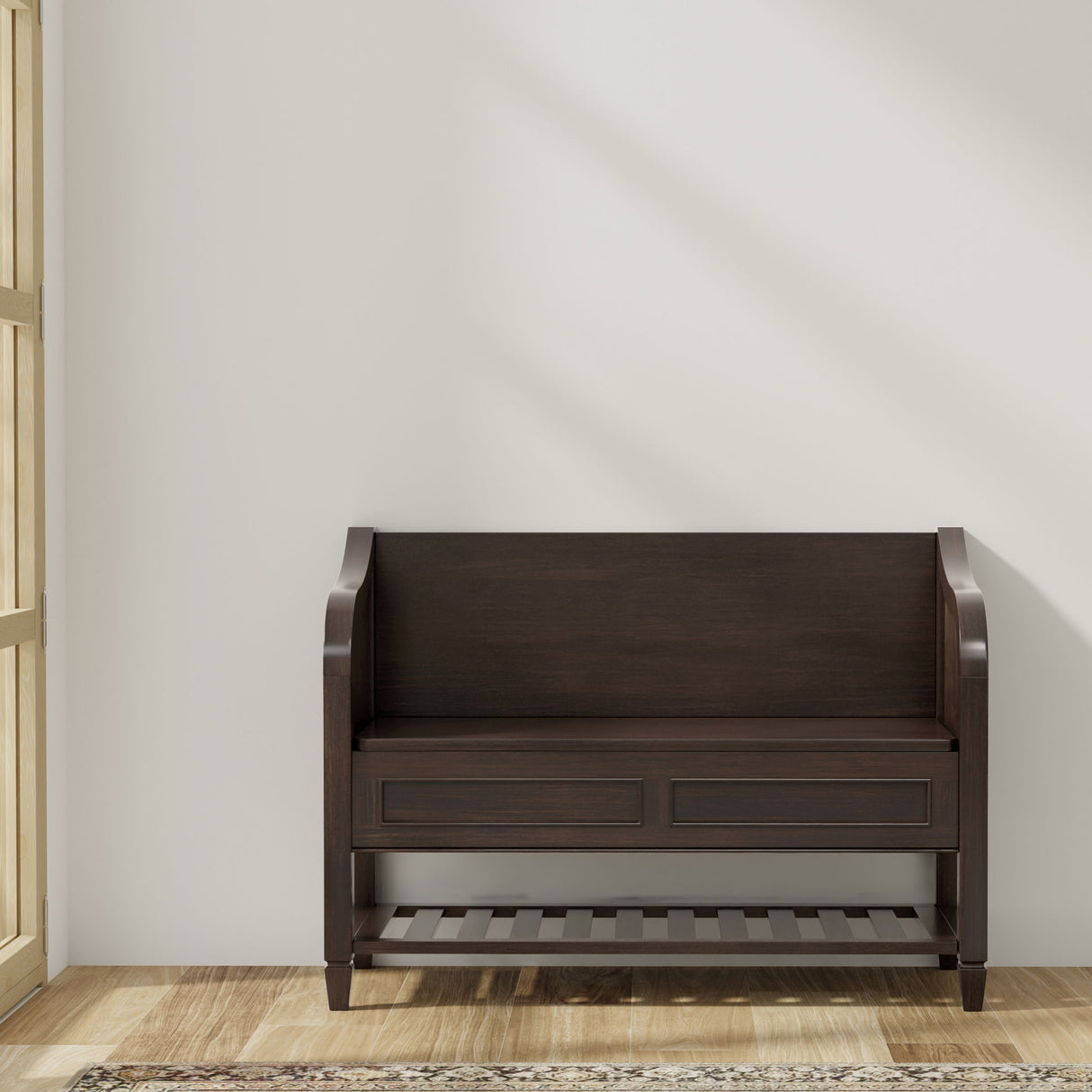 Connaught - Entryway Storage Bench With Shelf - Chestnut - Bel Furniture